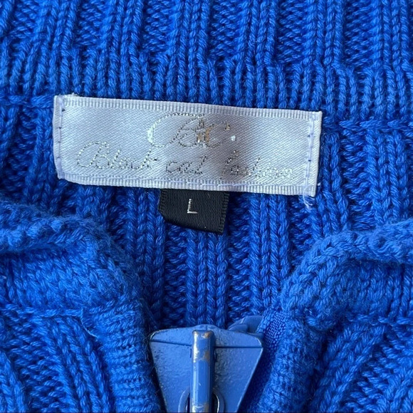 BC BLACK CAL FASHION Sz L Blue Studs Full-zip Long Sleeve Knit Cardigan Sweater - Picture 3 of 3